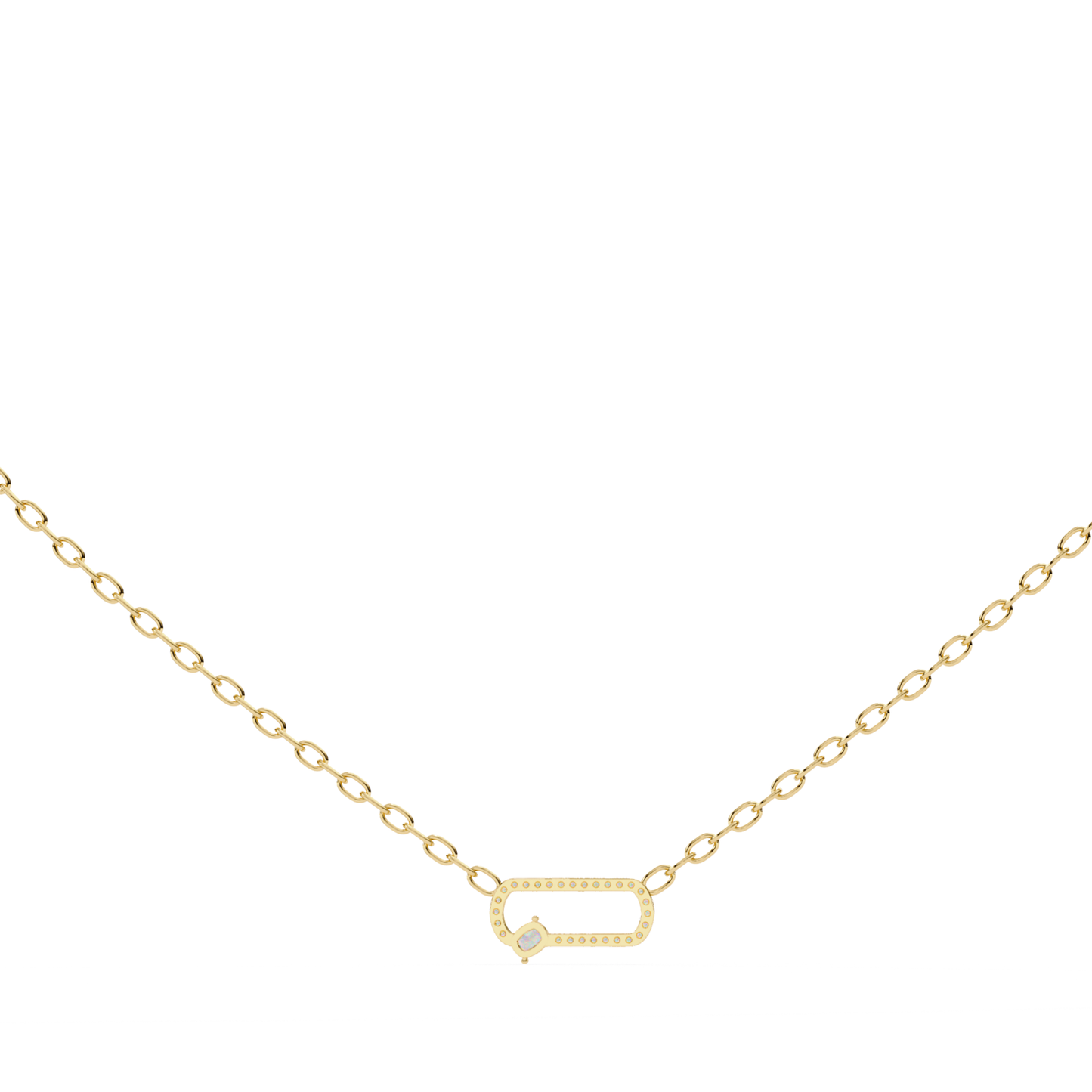Cushion Cut Lab Grown Diamond Link Pendant With Chain | 18K