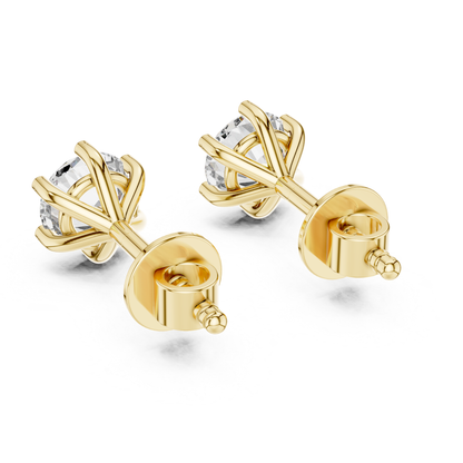 Round Diamond Stud Earrings | Timeless Brilliance in Six Prong Setting