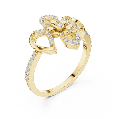 Floral Diamond Open Ring | Elegant Luxury Flower Style