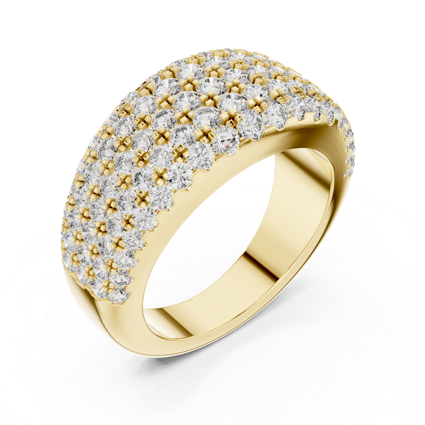 Luxury Multi Row Diamond Ring | Round Brilliant Sparkle