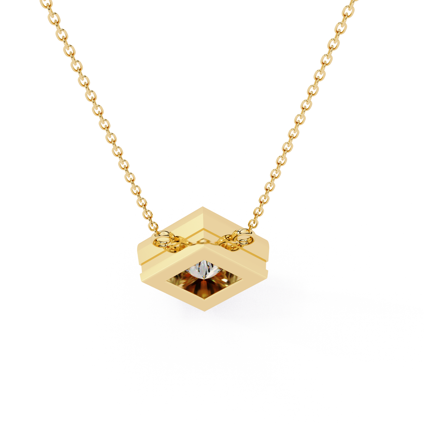 Princess cut Lab Grown Diamond Pendant With Chain
