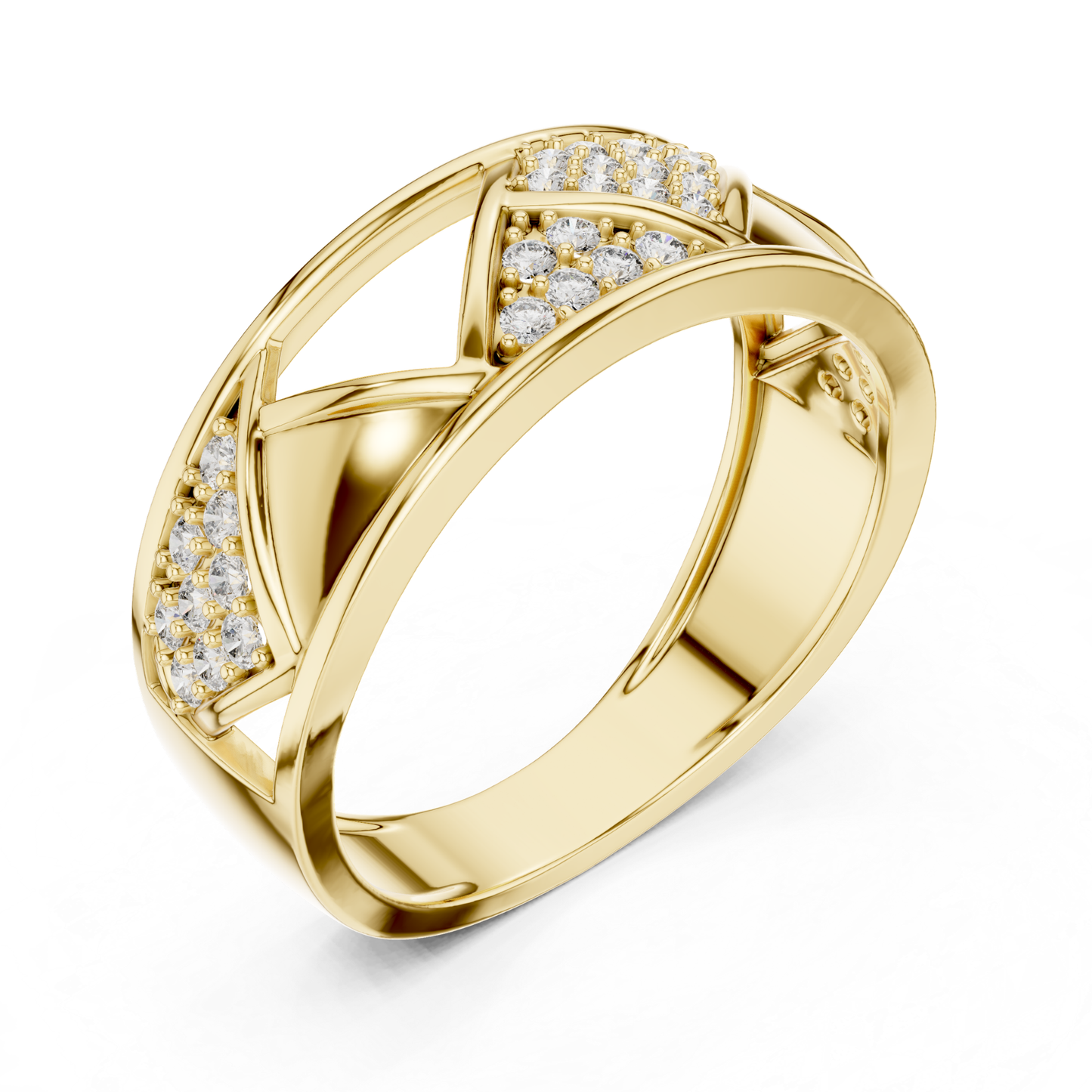 Round Diamond Open Triangle Ring | Modern Luxury Style