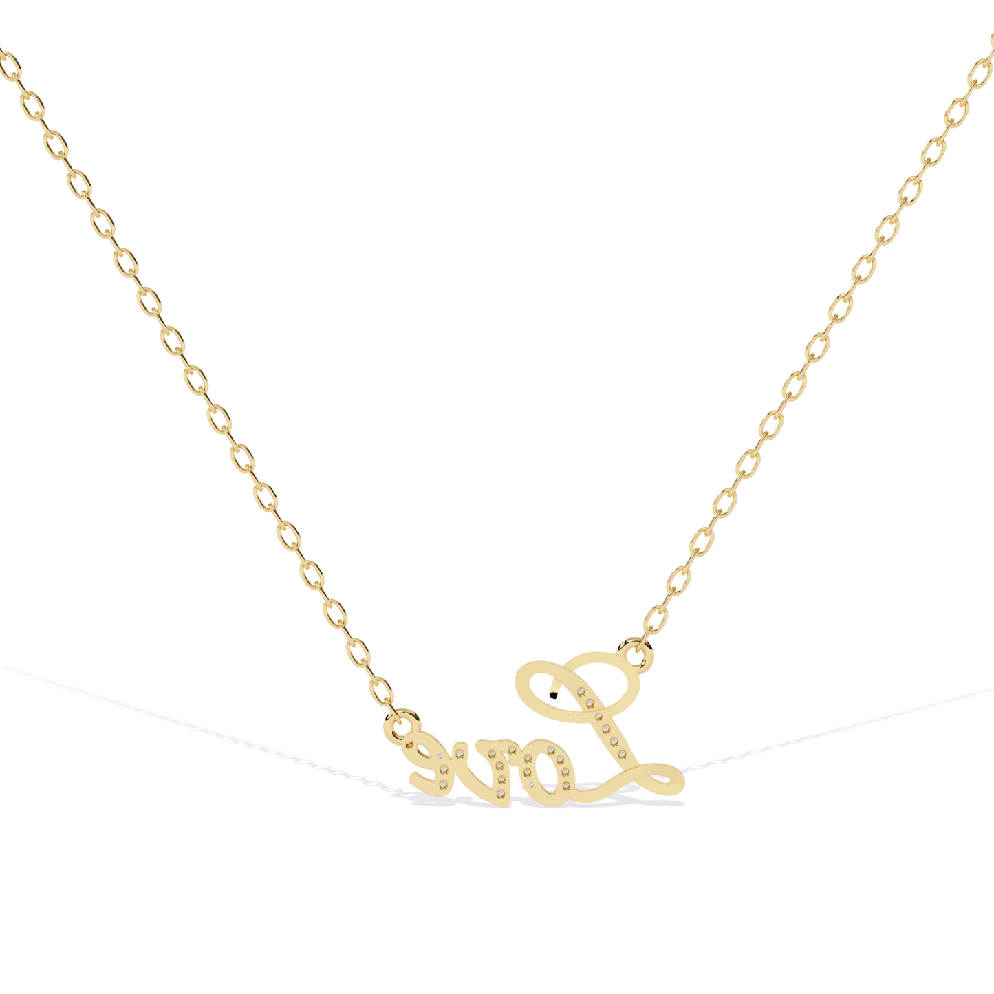 Liebe Wort Diamant Gold Anhänger Mit Kette | 18K Schmuck