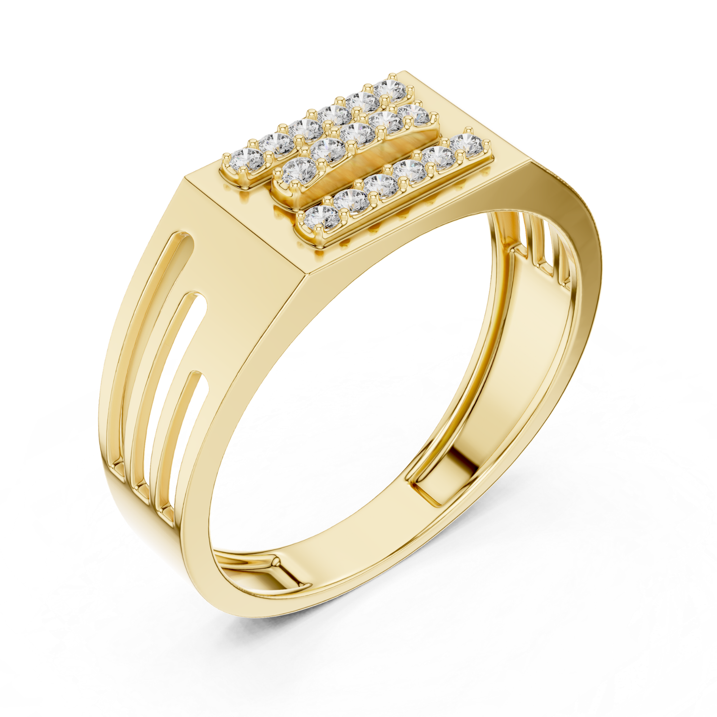 Round Cut Triple Row Men's Diamond Band | Modern Luxury Style
