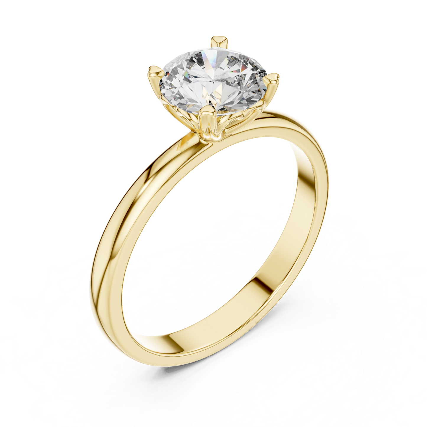 Round Diamond Simple Band Ring | 18K Gold Fine Jewelry
