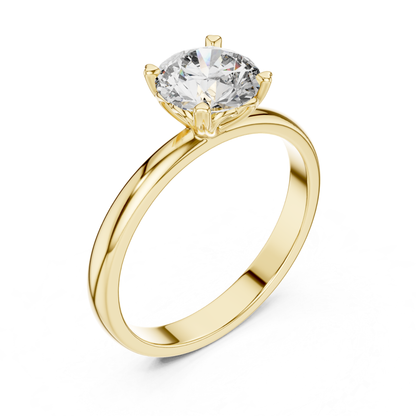 Round Diamond Simple Band Ring | 18K Gold Fine Jewelry