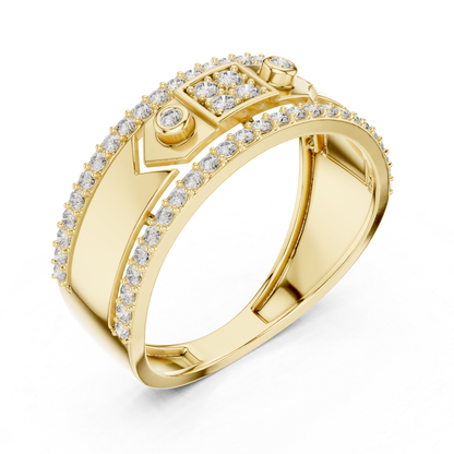 Luxury Diamond Square Center Band Rings | Modern Statement Style