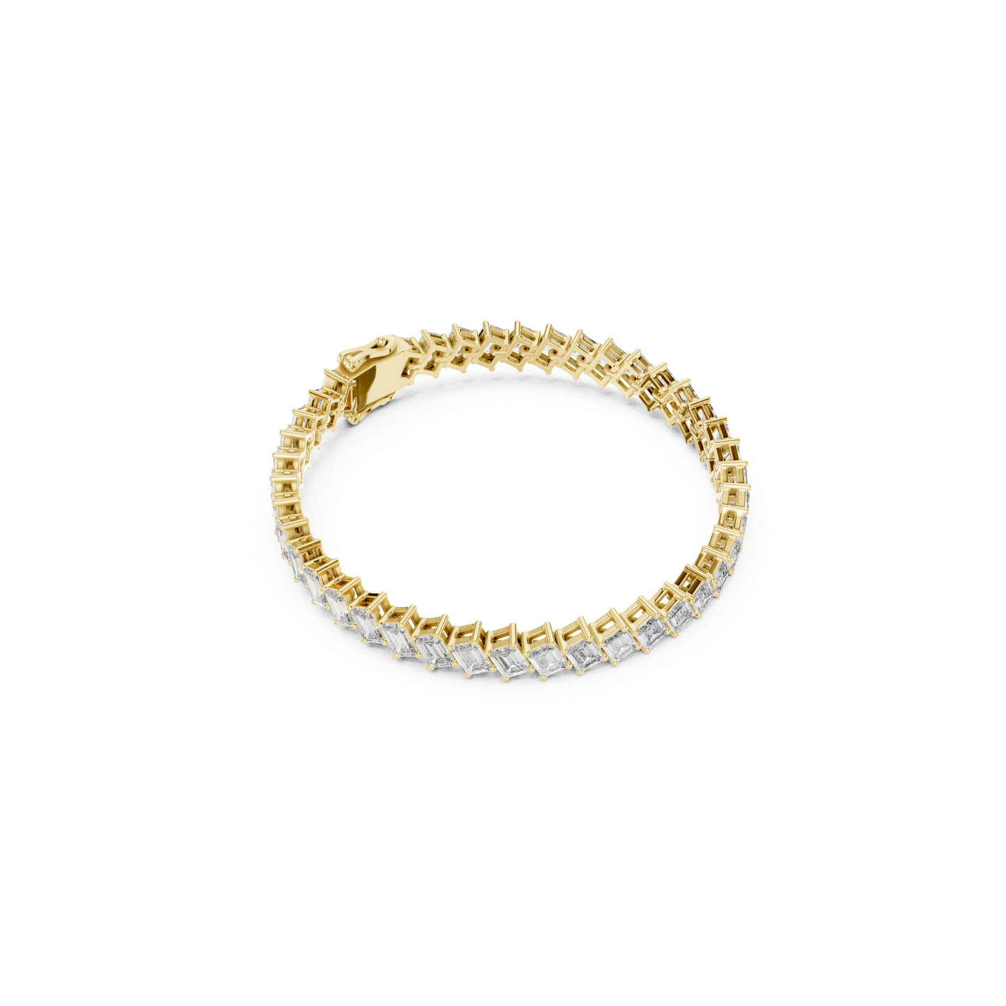 Emerald Cut Diamond Tennis Bracelet | Luxury White Gold Style