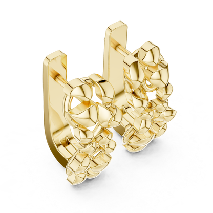 Abstract Leaf Gold Hoop Earrings | Contemporary Sculpted Elegance