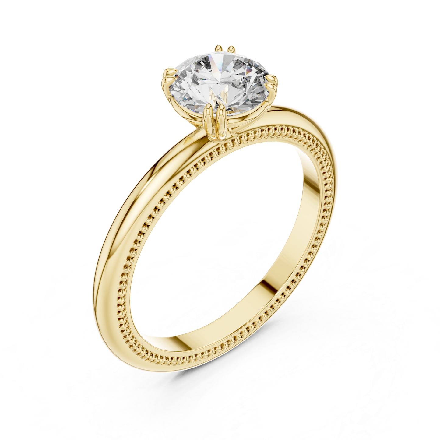 Round Diamond Milgrain Band Ring | 18K Gold Fine Jewelry