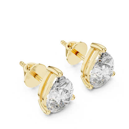 Pear Shape Diamond Stud Earrings | Prong Setting 18K Gold