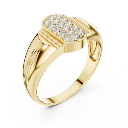 Round Diamond Cluster Signet Ring | Modern Luxury Style