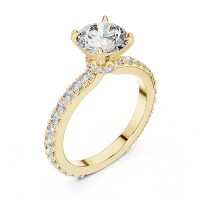 Classic Round Cut Diamond Engagement Ring | Luxury Gold Style