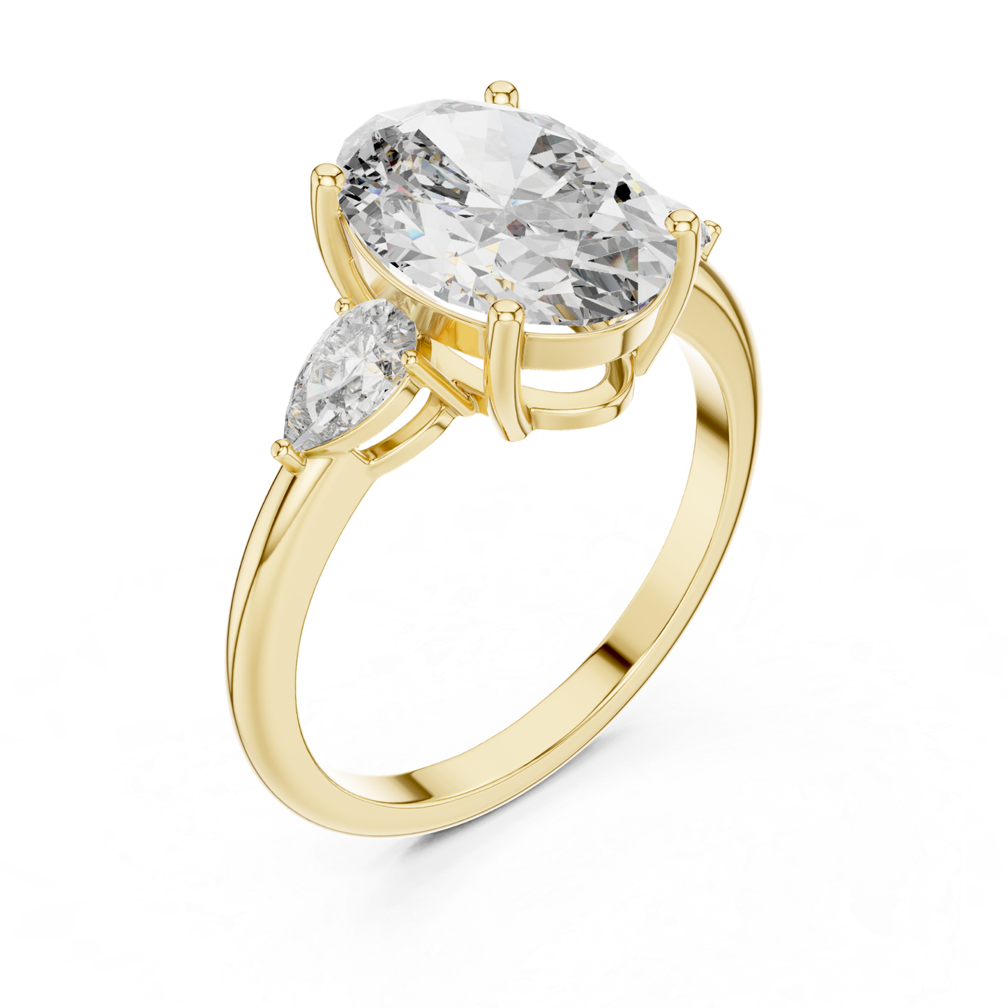 Pear Cut Diamond Ring with Oval Side Stones | Grace Meets Glamour