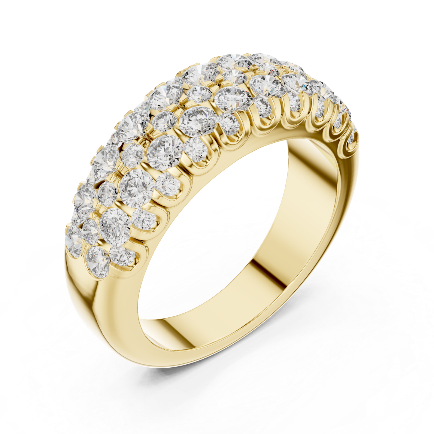 Multi Row Diamond Ring with Round Brilliant Elegance | Timeless Luxury