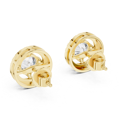 Runde Diamant-Halo-Ohrstecker | Krappenfassung 18K Gold