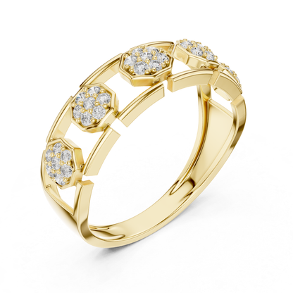 Octagon Shape Round Diamond Band | Modern Luxury Jewelry Style