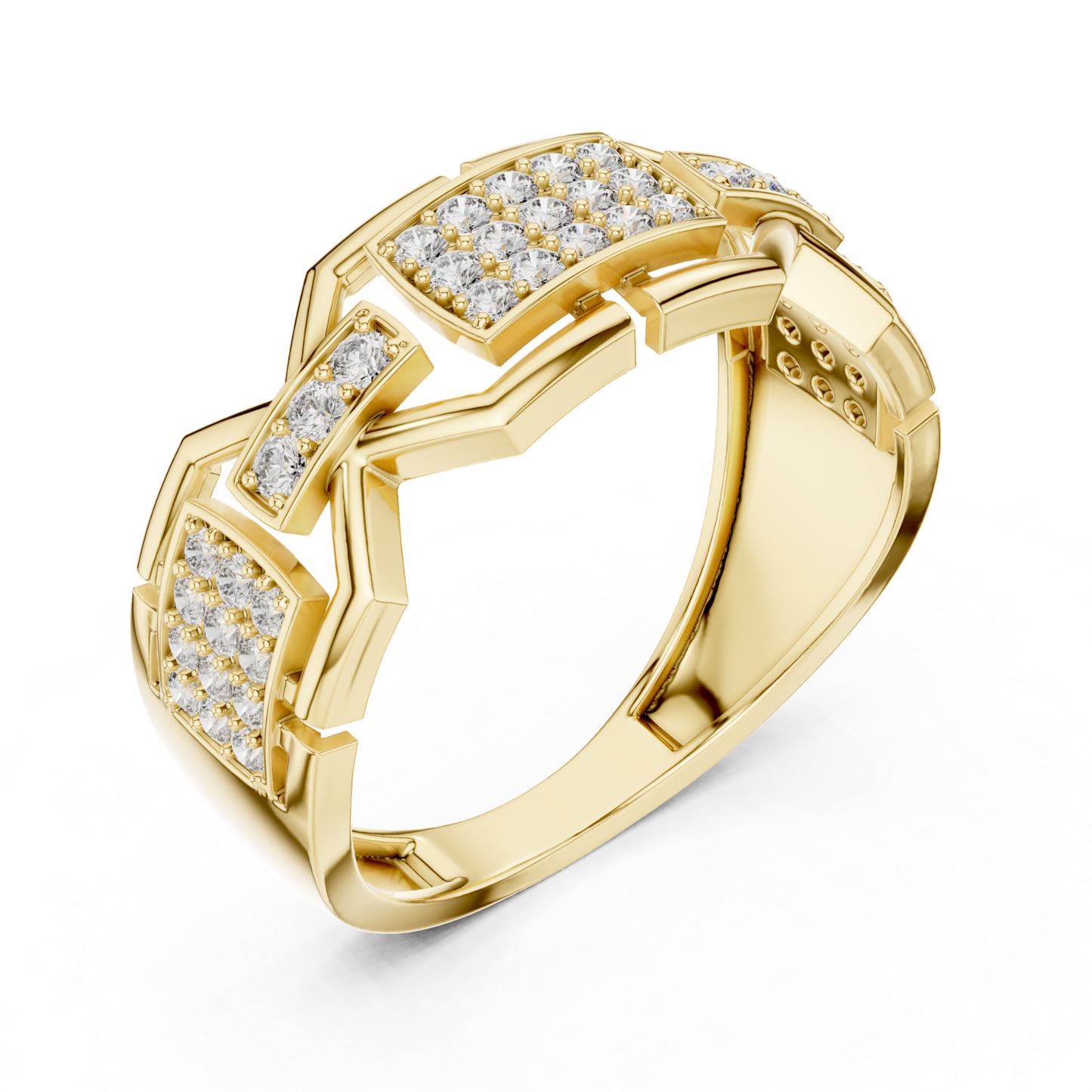 Luxury Diamond Geometric Band Ring | Modern Statement Style