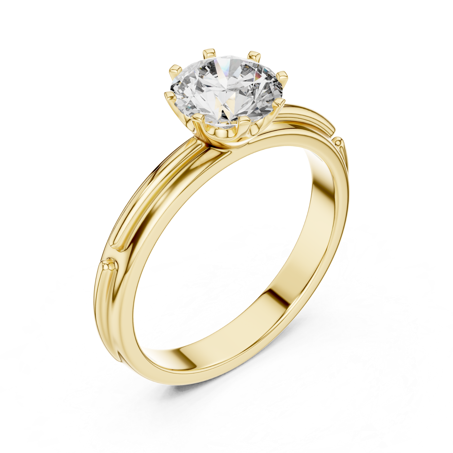 Round Diamond Designer Band Ring | 18K Gold Fine Jewelry