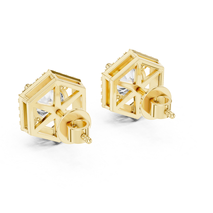 Runde Diamant-Halo-Ohrstecker | Geometrische Brillanz in edlem Gold