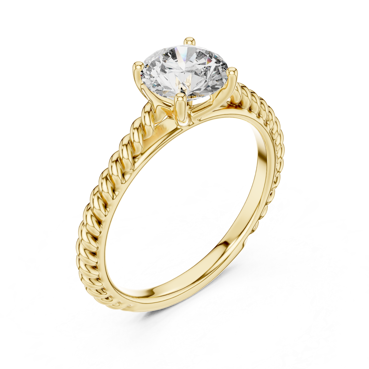 Round Diamond Rope Band Ring | 18K Gold Fine Jewelry