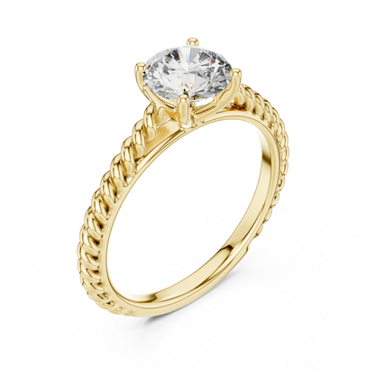Round Diamond Rope Band Ring | 18K Gold Fine Jewelry