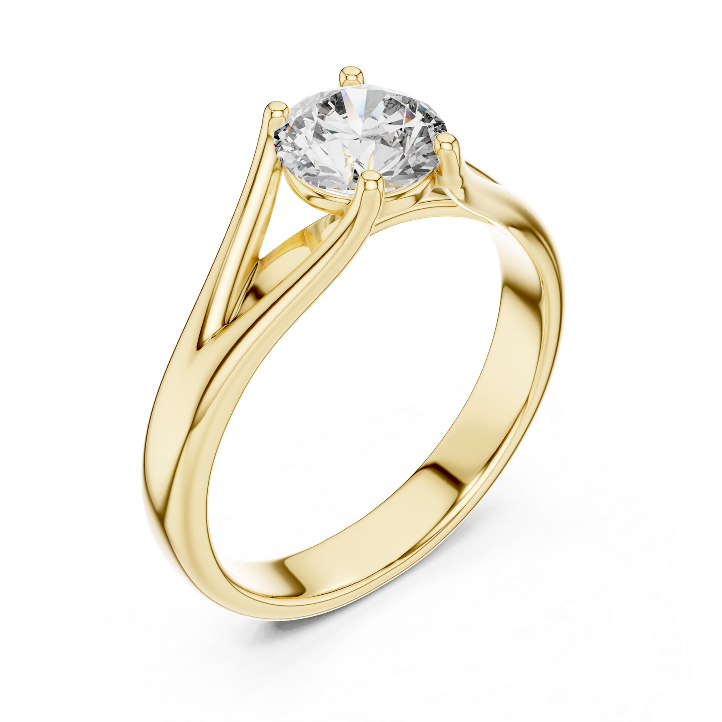 Round Diamond V Shape Band Ring | 18K Gold Fine Jewelry