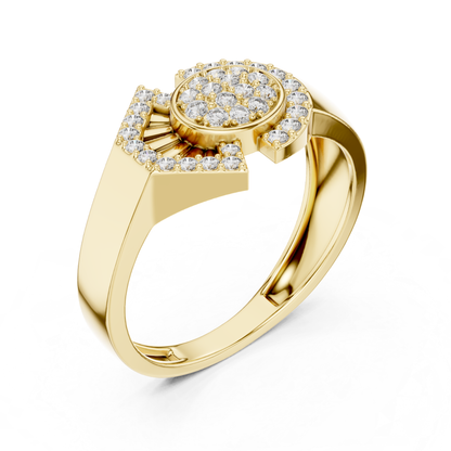 Round Diamond Geometric Statement Ring | Modern Luxury Style