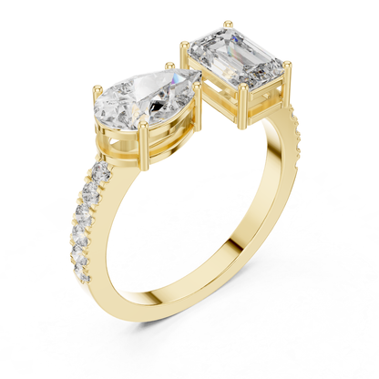 Pear and Emerald Cut Diamond Toi Et Moi Ring | You, Me & Forever