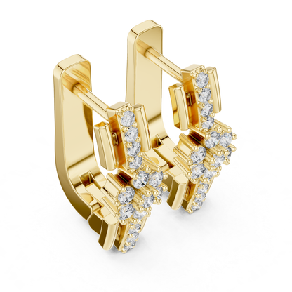 Floral Diamond Hoop Earrings with Round Brilliant Accent | Modern Luxury