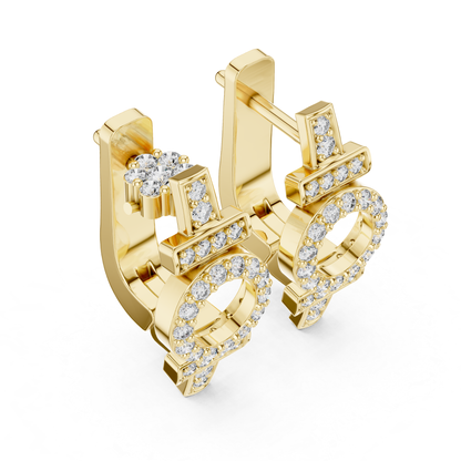 Geometric Circle Diamond Drop Earrings | Modern Gold Luxury