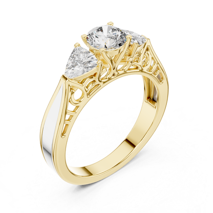 Runder Diamant-Ring mit drei Steinen | Drei Steine, eine Liebe