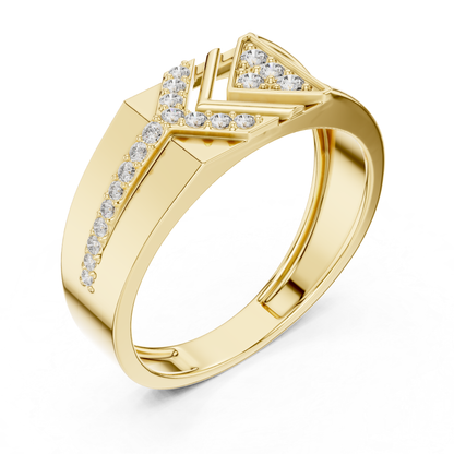 Luxury Round Diamond Chevron Band | Modern Statement Style