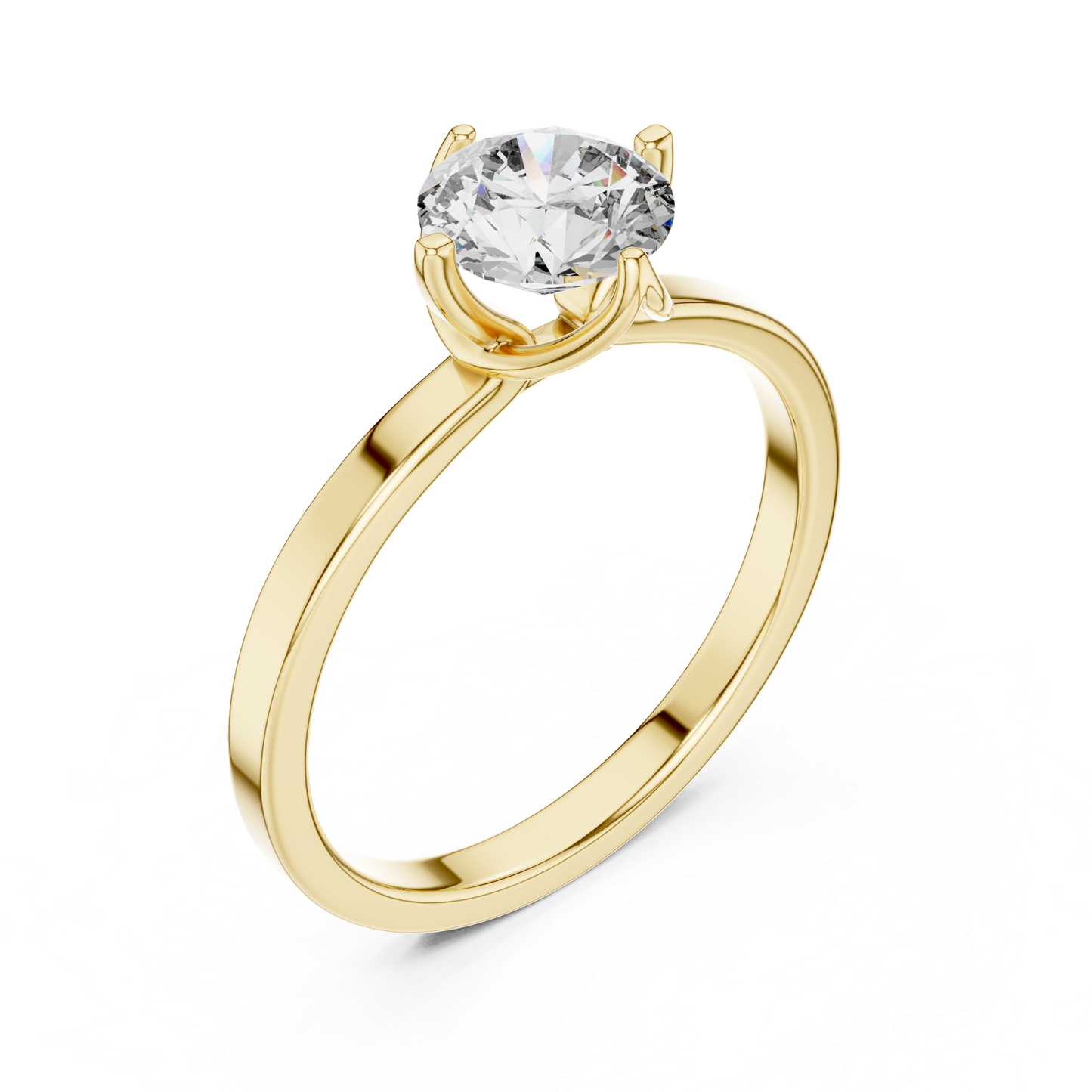 Round Diamond Heart Prong Ring | 18K Gold Fine Jewelr