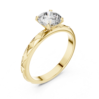 Round Diamond Pattern Band Ring | 18K Gold Fine Jewelry