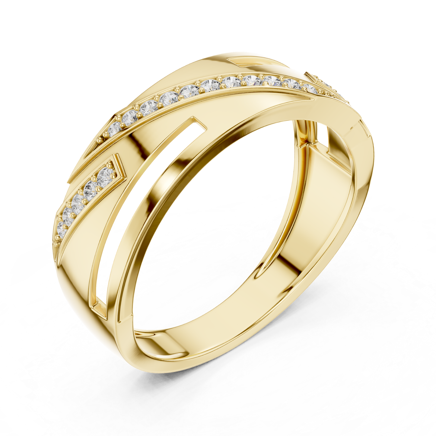 Luxury Geometric Diamond Wedding Band | Modern Wide Style
