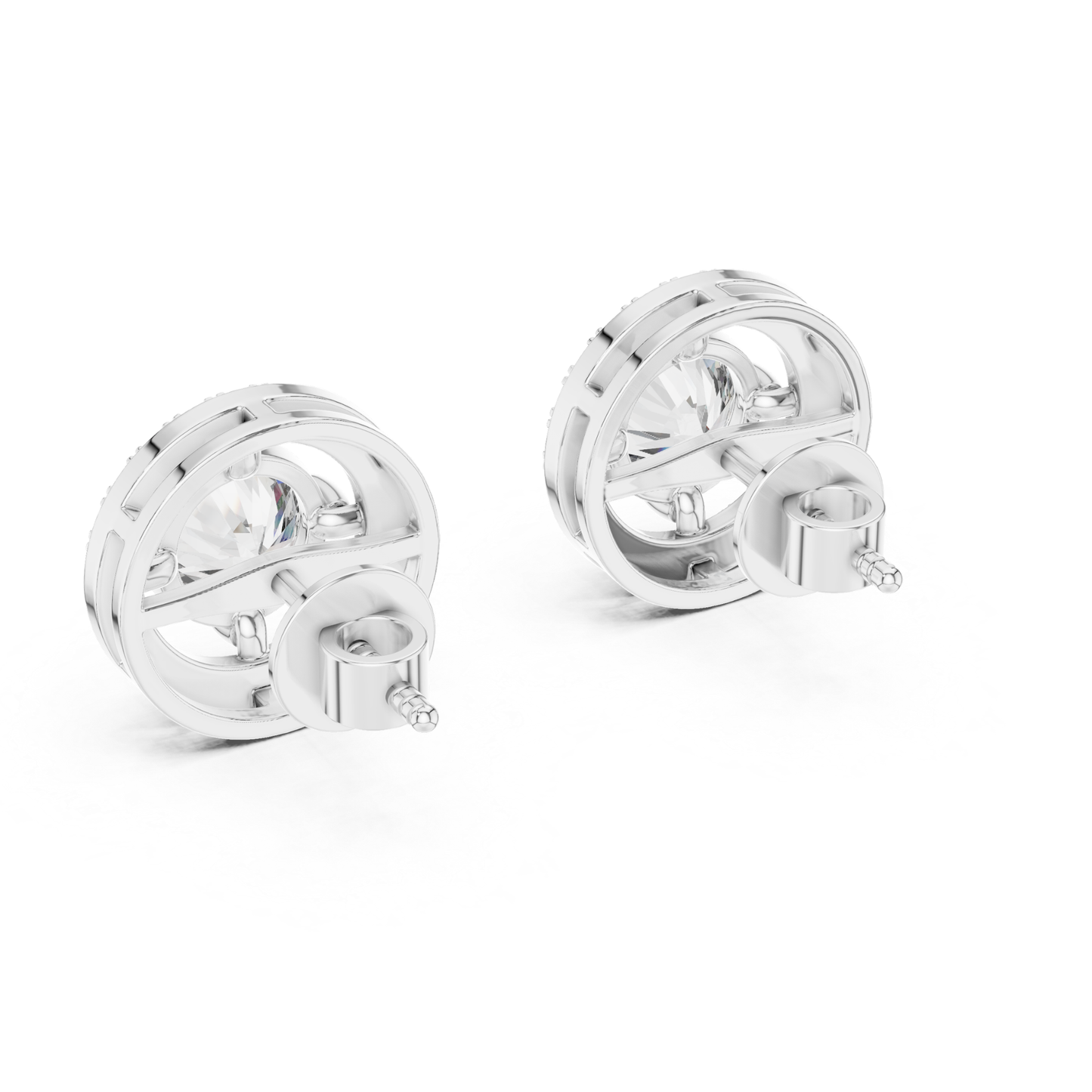 Runde Diamant-Halo-Ohrstecker | Krappenfassung 18K Gold