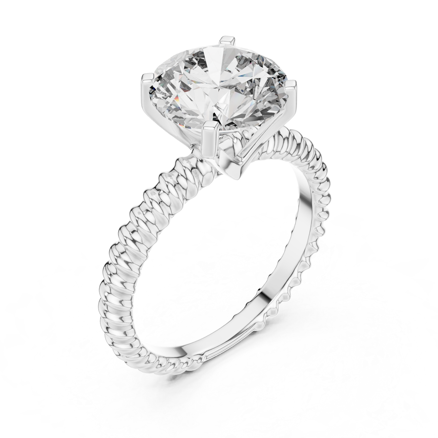 Round Diamond Rope Texture Ring | Twisted in Pure Brilliance