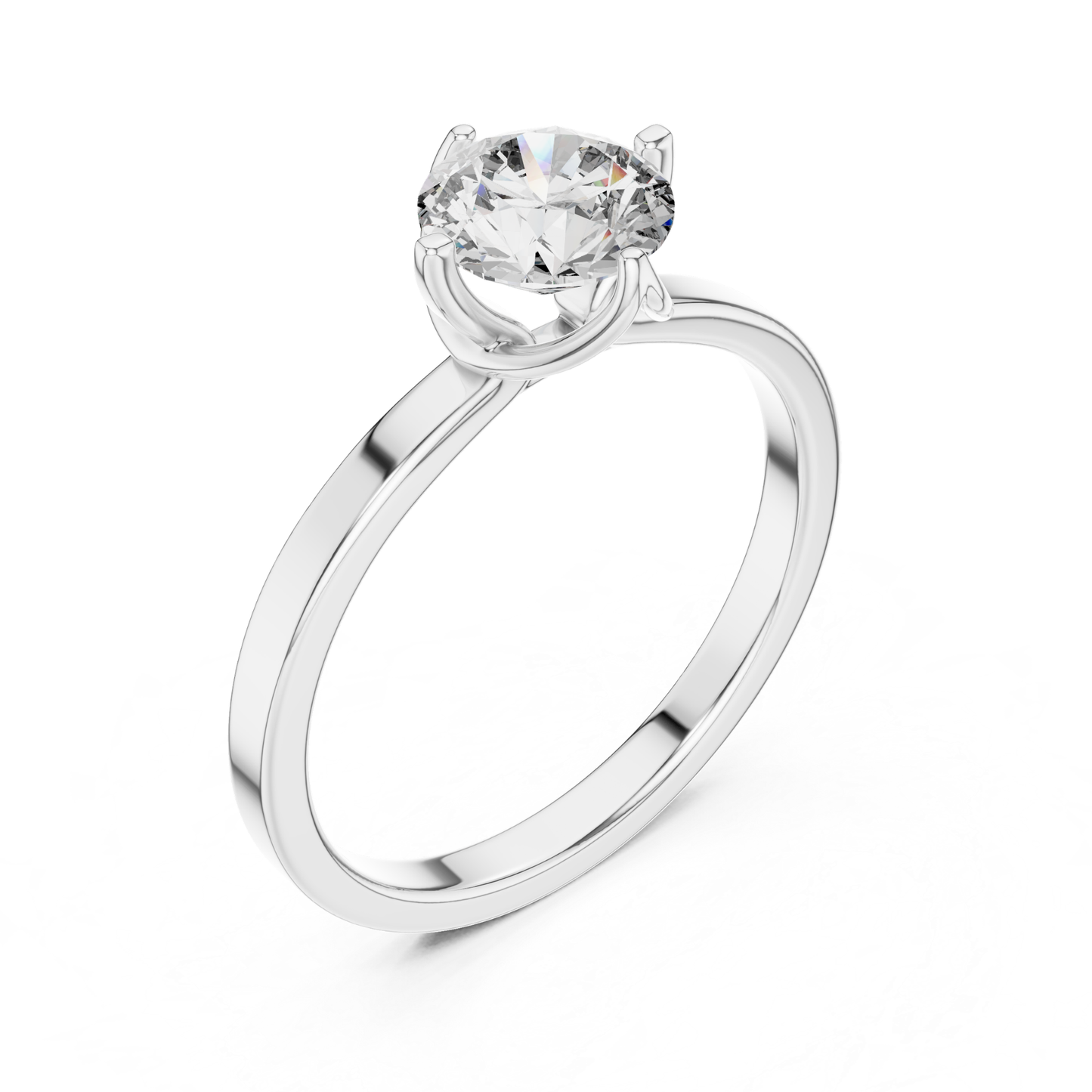 Round Diamond Heart Prong Ring | 18K Gold Fine Jewelr