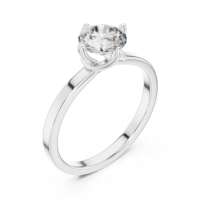 Round Diamond Heart Prong Ring | 18K Gold Fine Jewelr