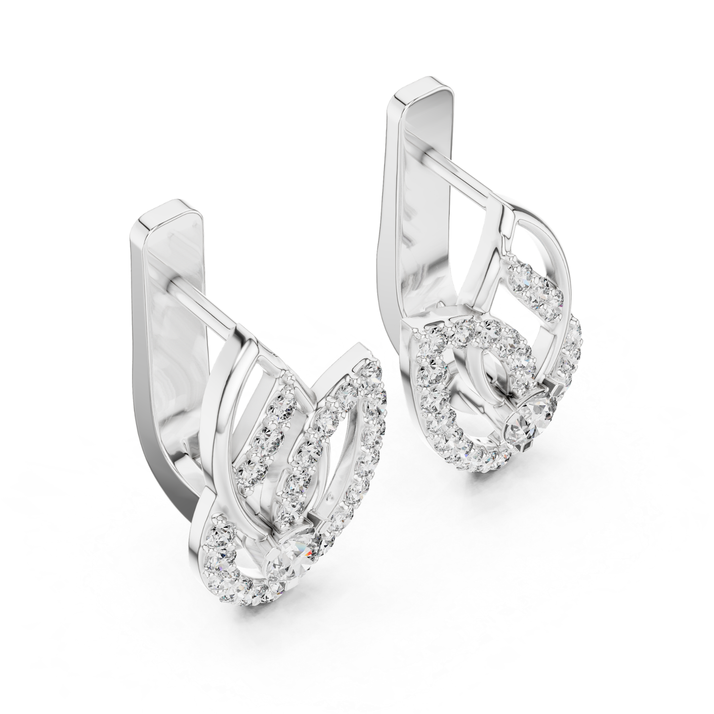 Leaf Diamond Drop Earrings with Openwork Elegance | Celestial Leaf