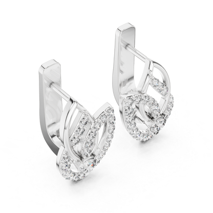 Leaf Diamond Drop Earrings with Openwork Elegance | Celestial Leaf