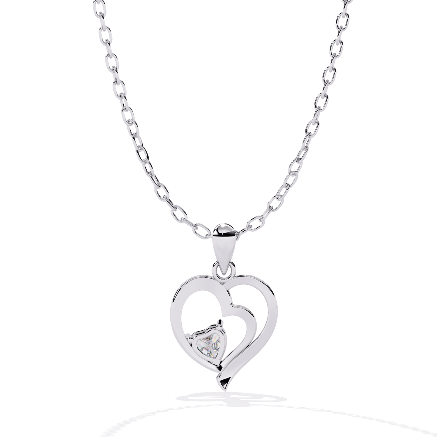 Open Style Heart Diamond Pendant