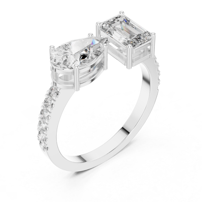 Pear and Emerald Cut Diamond Toi Et Moi Ring | You, Me & Forever
