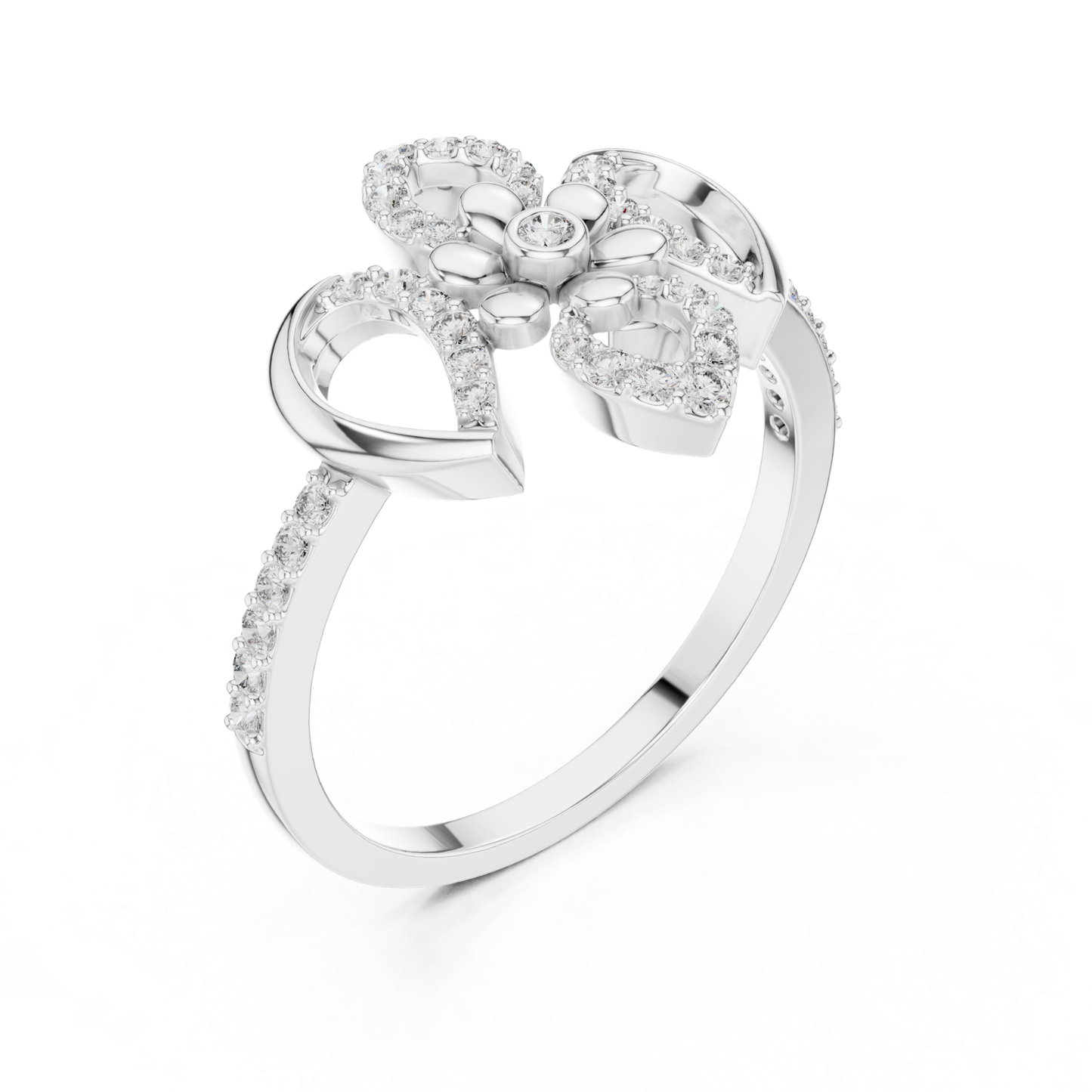 Floral Diamond Open Ring | Elegant Luxury Flower Style