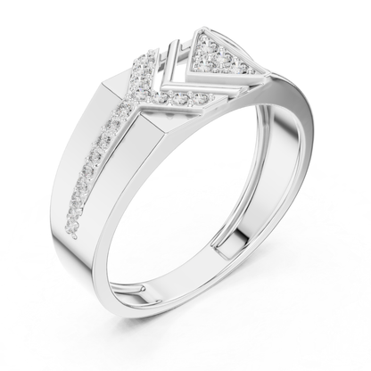 Luxury Round Diamond Chevron Band | Modern Statement Style