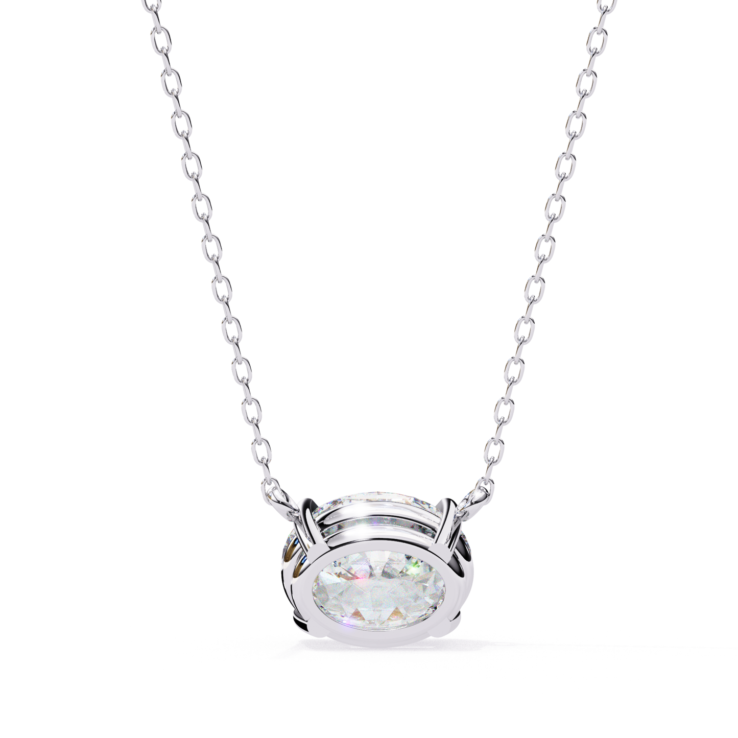Oval Cut Lab Grown Diamond Pendant With Chain
