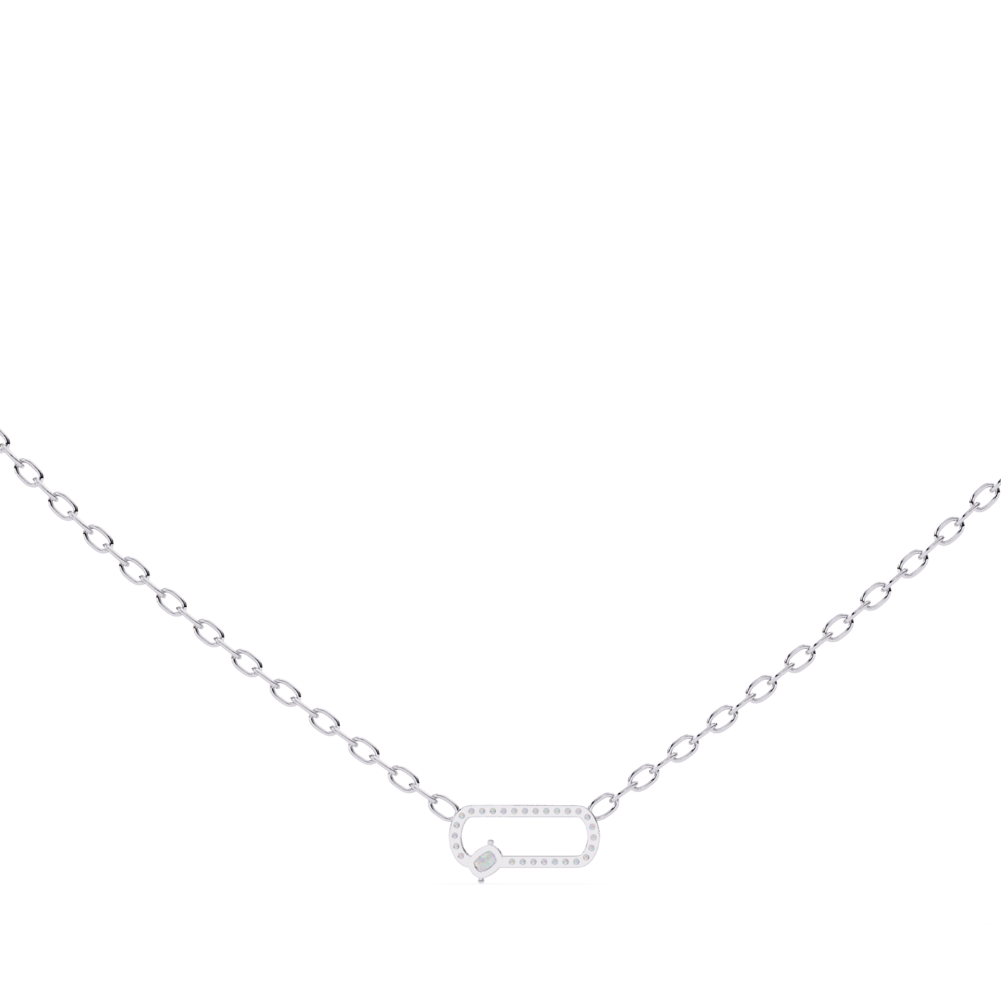 Cushion Cut Lab Grown Diamond Link Pendant With Chain | 18K