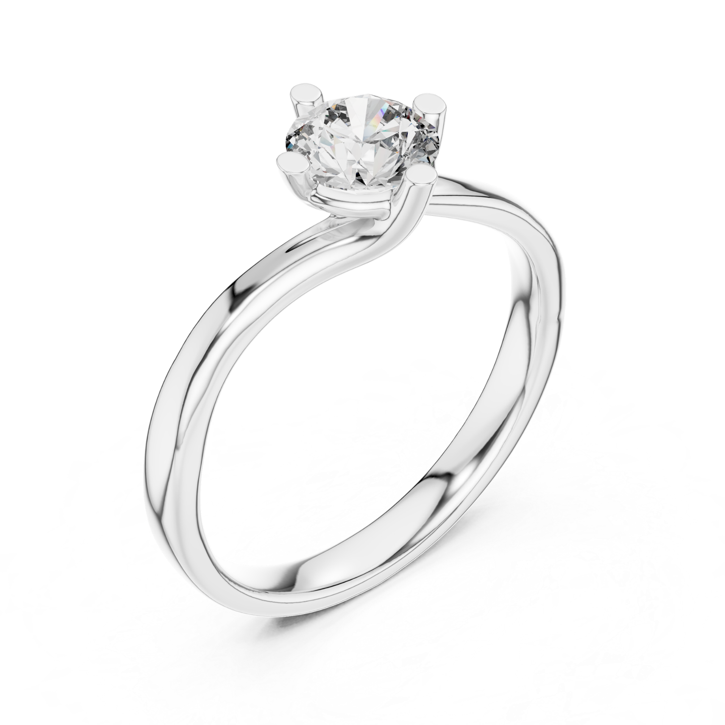 Round Cut Twist Solitaire Diamond Ring | Elegant Modern Style