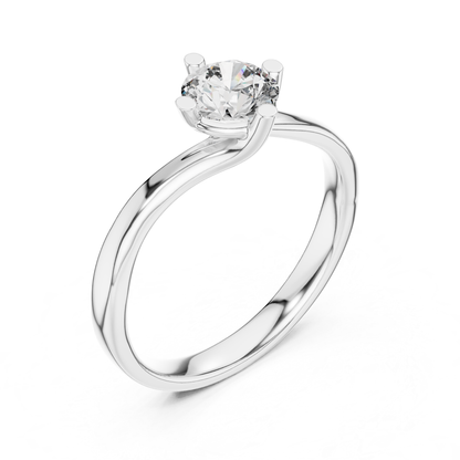 Round Cut Twist Solitaire Diamond Ring | Elegant Modern Style
